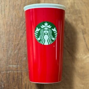 Starbucks Red Porcelain Travel Tumbler Cup 2017 (8 years ago) Like New Condition